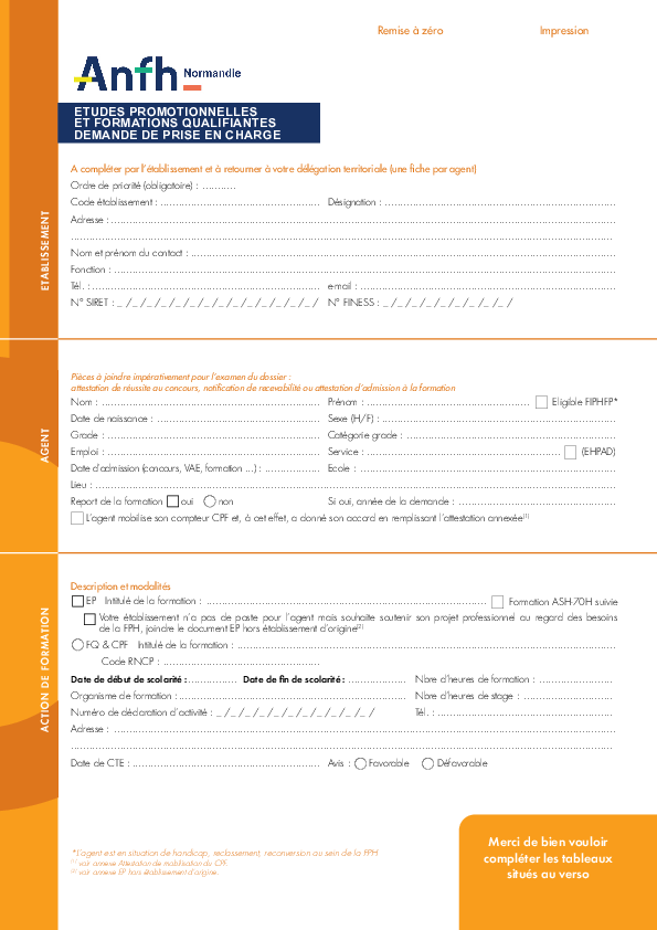 La Demande De Prise En Charge EP FQ CPF ANFH