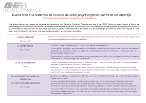 OUTIL D'AIDE A LA REDACTION DE VOTRE PROJET