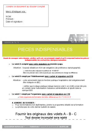 PIÈCES INDISPENSABLES A JOINDRE AU DOSSIER CFP