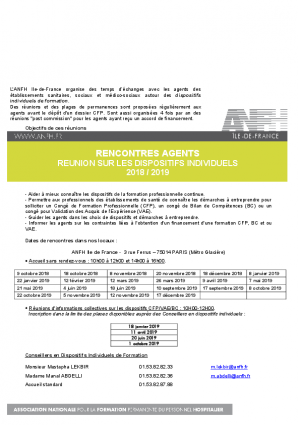 CALENDRIER : RENCONTRE AVEC LES CONSEILLERS