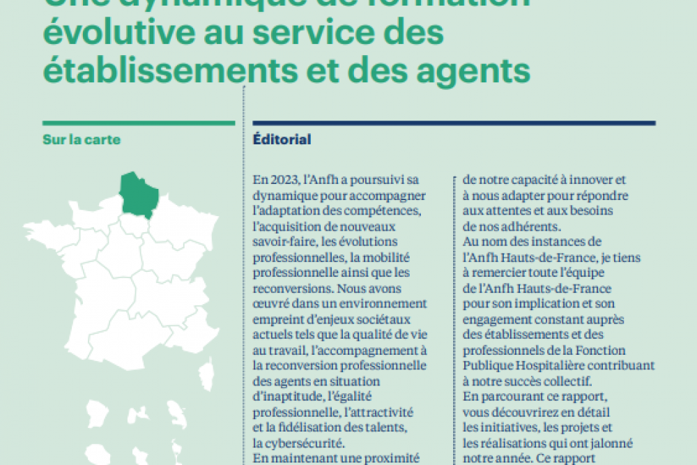 Le rapport d'activité 2023 de l'ANFH HAUTS DE FRANCE est disponible !