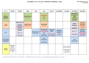 Calendrier des réunions d'instances 2024 - modifié en septembre 2024